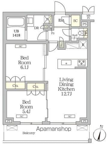 ミレーネ滝野川(2LDK/2階)の間取り写真