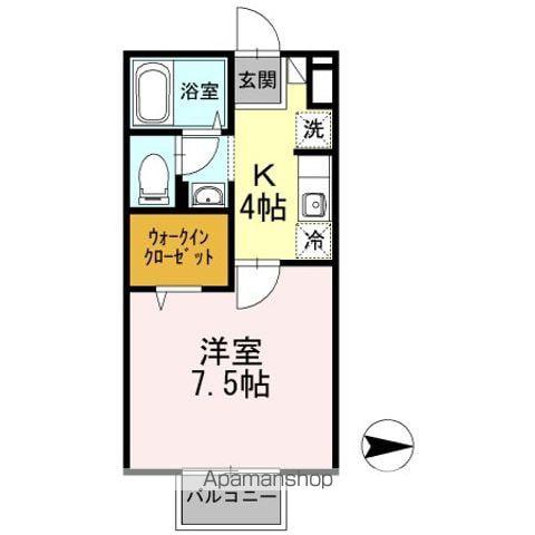 グランドソレーユ・SⅡ(1K/2階)の間取り写真