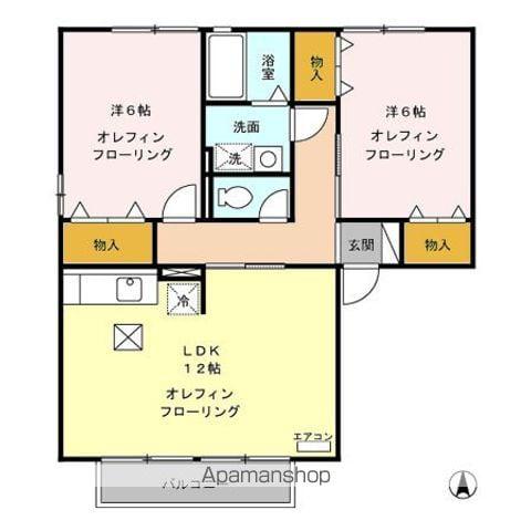 アプリコートくいせけA/B(2LDK/1階)の間取り写真