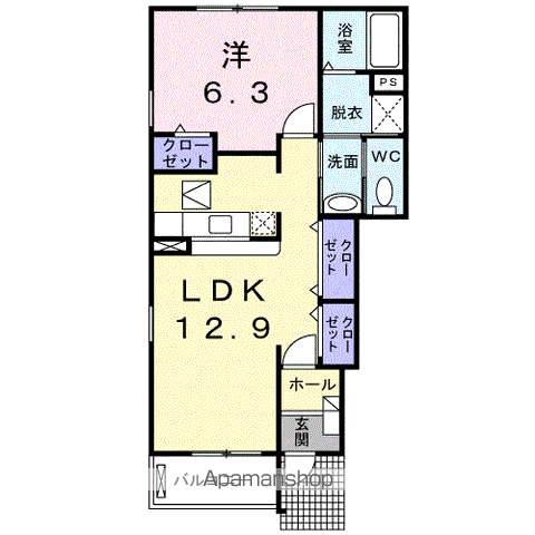 ニューサカエールⅠ(1LDK/1階)の間取り写真