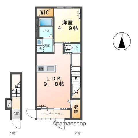 ALBAⅢ(1LDK/2階)の間取り写真