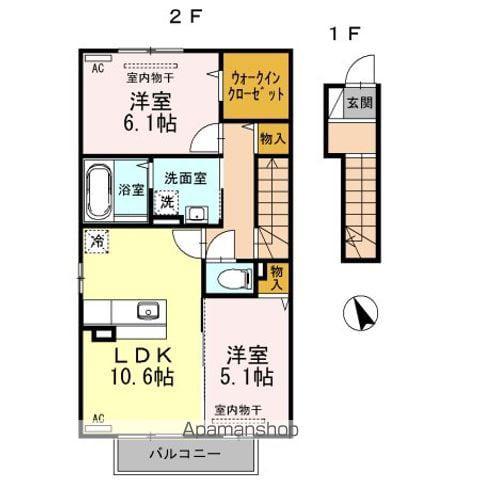 ベレーザ角木(2LDK/2階)の間取り写真