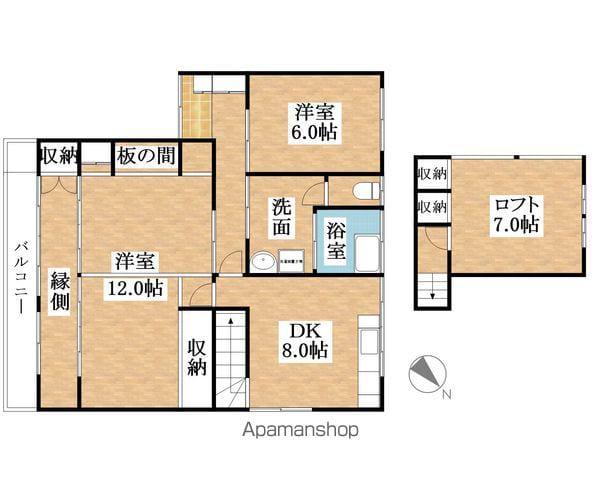 名鉄犬山線 江南駅(愛知) 徒歩28分 1階建 築48年(2SDK)の間取り写真