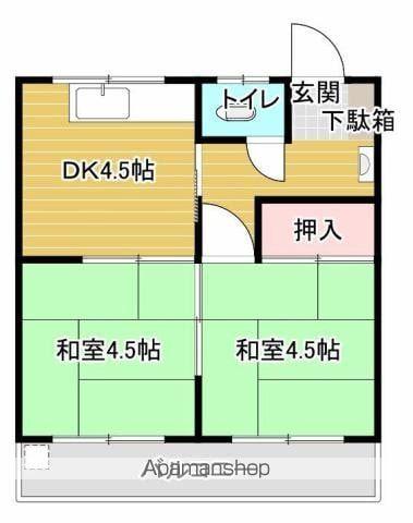石岡荘(2DK/2階)の間取り写真