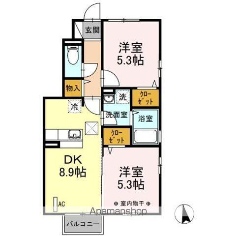 ウィル C(2DK/1階)の間取り写真