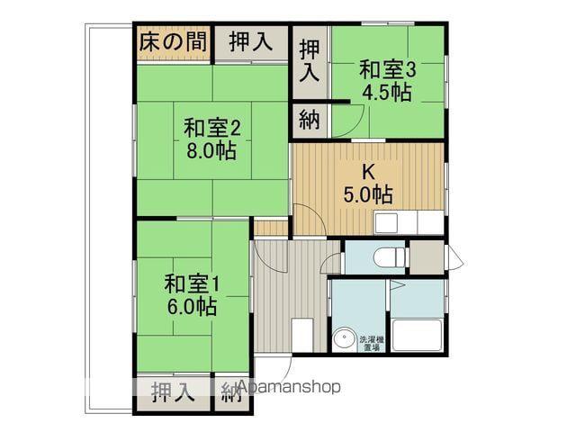 田辺RハイツA棟(3K/2階)の間取り写真
