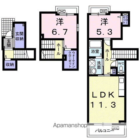 アースフィールド ハチマン(2LDK/2階)の間取り写真