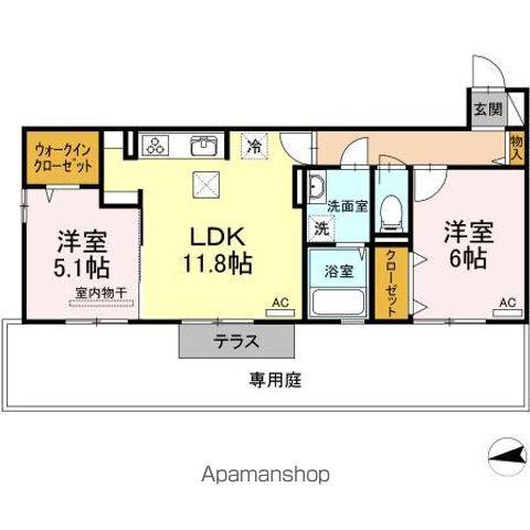 リリックガーデン(2LDK/1階)の間取り写真