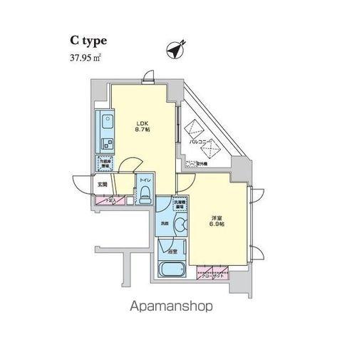 エコロジー柳橋レジデンス(1LDK/6階)の間取り写真