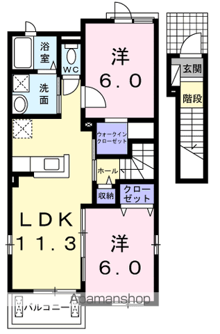 ヴィラ・ソーレⅡ(2LDK/2階)の間取り写真