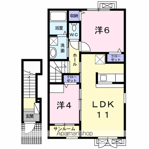 ファインブリーズⅡ(2LDK/2階)の間取り写真
