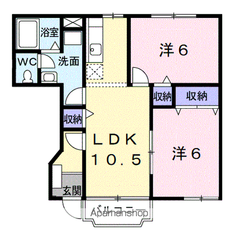ブリッサ日高Ⅱ(2LDK/1階)の間取り写真