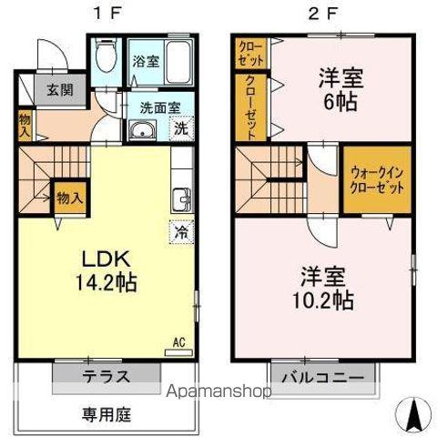 ウィルコート伏石A・B(2LDK/1階)の間取り写真