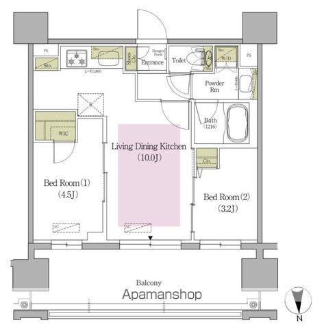 アーバネックス早稲田テラス(2LDK/12階)の間取り写真