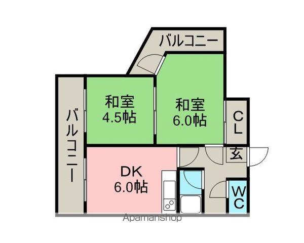 ハイツ・フランセ19(2DK/4階)の間取り写真