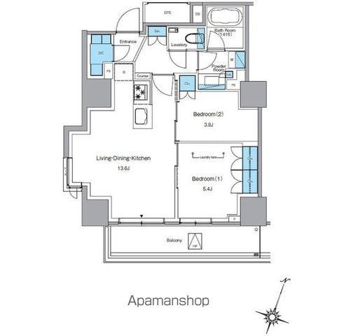 ルフォンプログレ渋谷ヒルトップ(2LDK/16階)の間取り写真