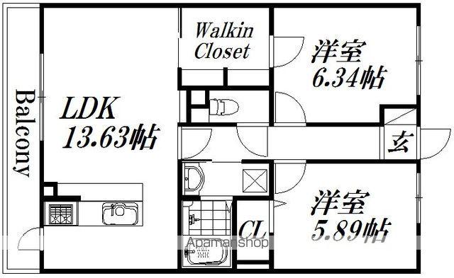 DUNE(2LDK/2階)の間取り写真