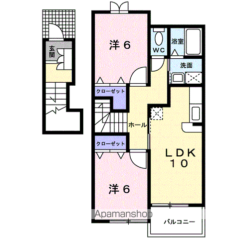 ノースグローブⅡ(2LDK/2階)の間取り写真