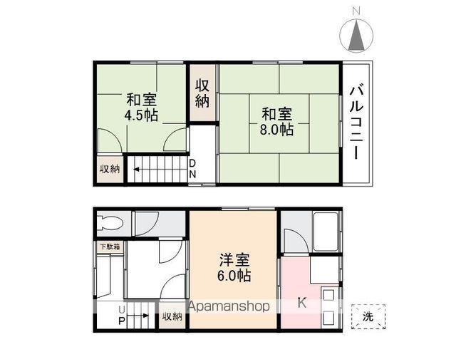 高松琴平電鉄琴平線 栗林公園駅 徒歩8分 2階建 築49年(3K)の間取り写真