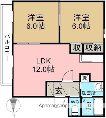 フォーレス桜木(2LDK/2階)の間取り写真