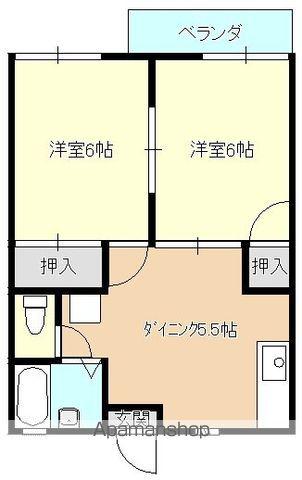 グリーンヒル(2DK/2階)の間取り写真