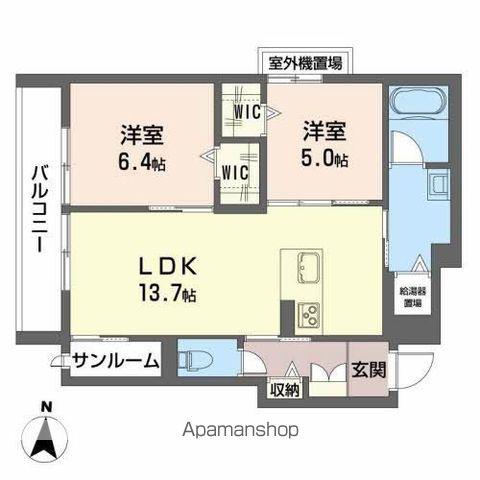 シャーメゾンリーノ(2LDK/2階)の間取り写真