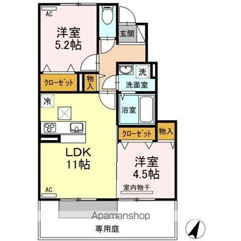 シャンゼリーゼ(2LDK/1階)の間取り写真