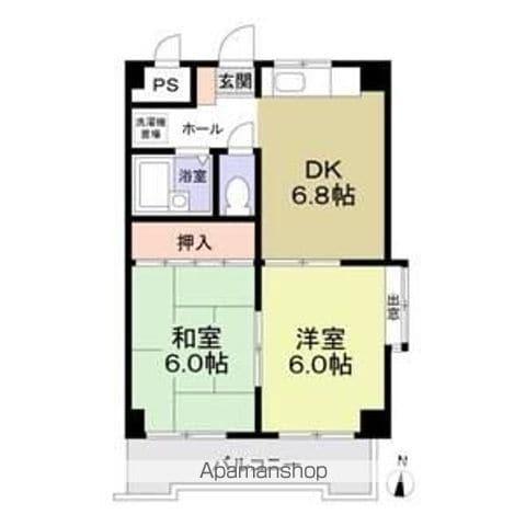 カーサ永(2DK/4階)の間取り写真