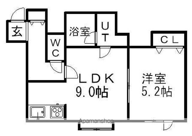 リッセ・Ⅰ(1LDK/1階)の間取り写真