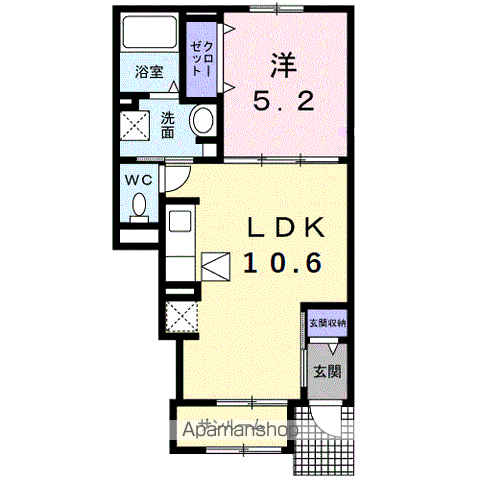 クラール東村 A(1LDK/1階)の間取り写真
