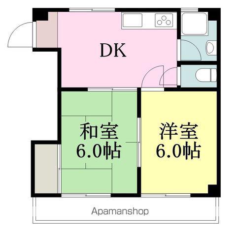 コーポ若藤(2DK/3階)の間取り写真