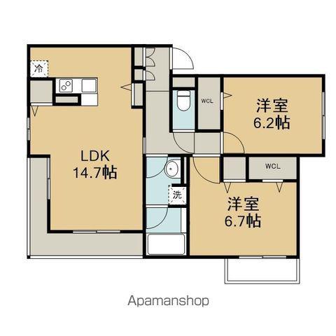 グランドール妙典(2LDK/1階)の間取り写真