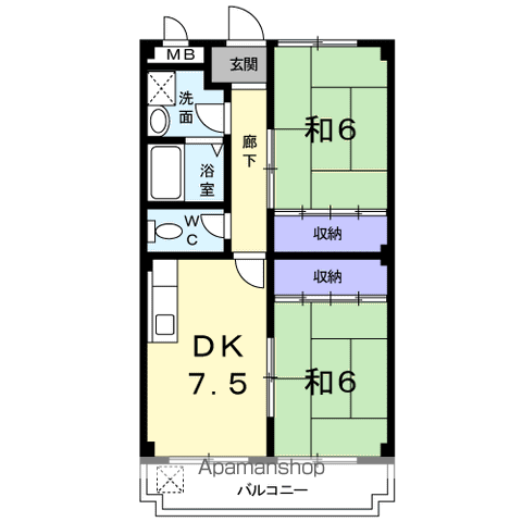 やがわせビル(2DK/2階)の間取り写真