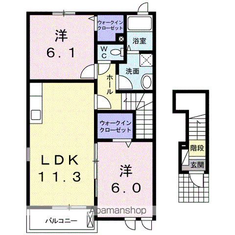 リバーサイド・コセⅡ(2LDK/2階)の間取り写真