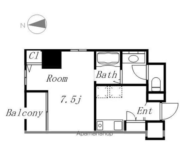 アルテミス平和(1K/10階)の間取り写真