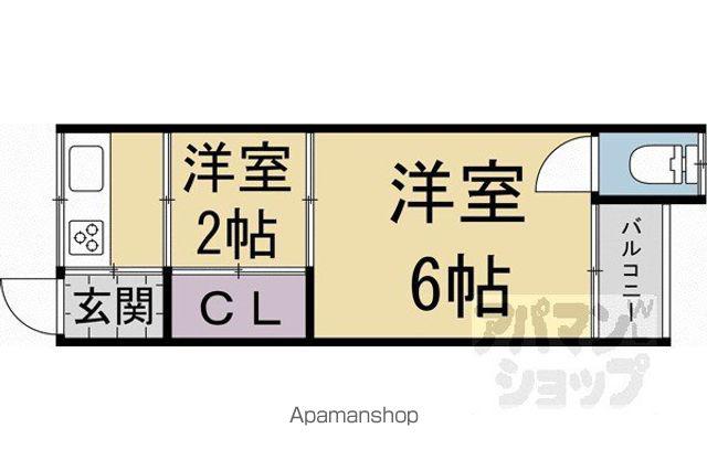 ドリームハイツ西大路(2K/2階)の間取り写真