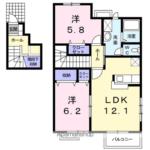 セリーヌ Ⅱ(2LDK/2階)の間取り写真