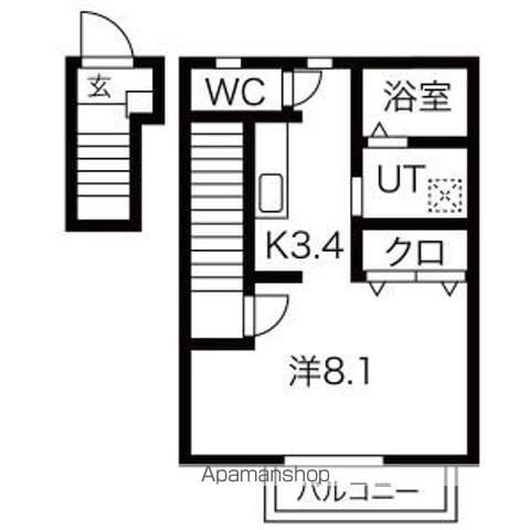 IXIA(1K/2階)の間取り写真