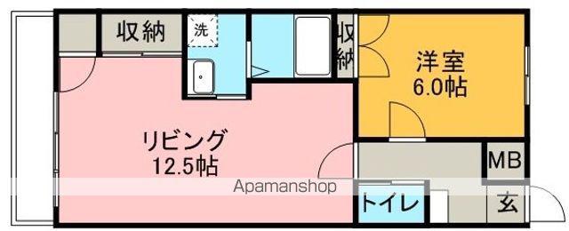 シャトーレ八幡(1LDK/4階)の間取り写真