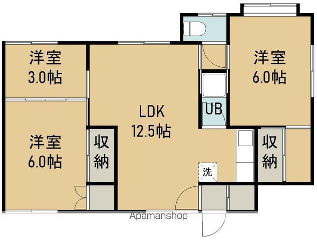 富岡町1丁目24番1棟2戸(3LDK/2階)の間取り写真