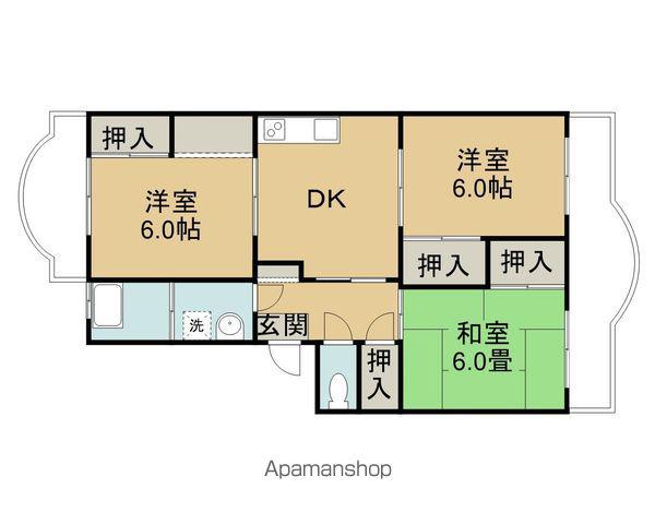 玉井ハイツ(3DK/4階)の間取り写真