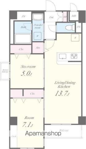 GARDEN COURT A 西高島平(1SLDK/1階)の間取り写真