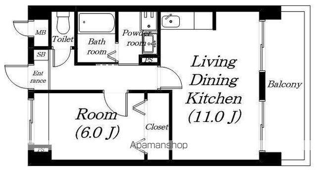 パレボヌール(1LDK/1階)の間取り写真