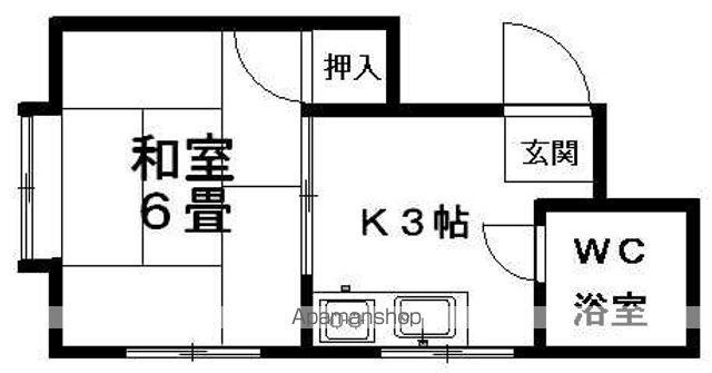 みどり荘(1K/2階)の間取り写真