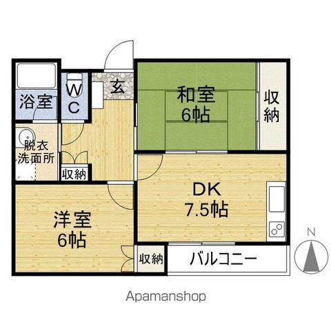 ベルベール松本(2DK/2階)の間取り写真