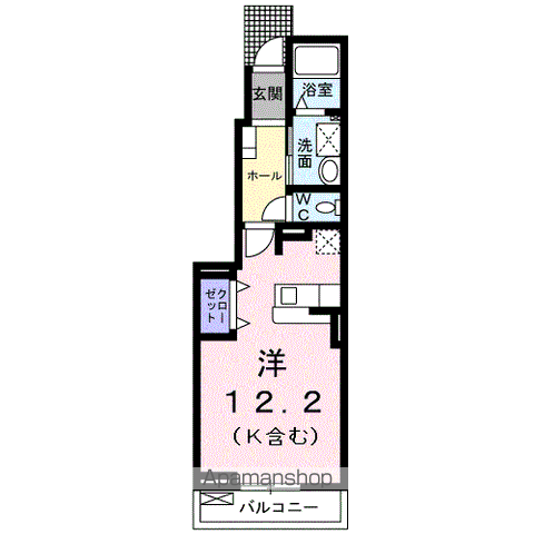 ソレイユ(ワンルーム/1階)の間取り写真