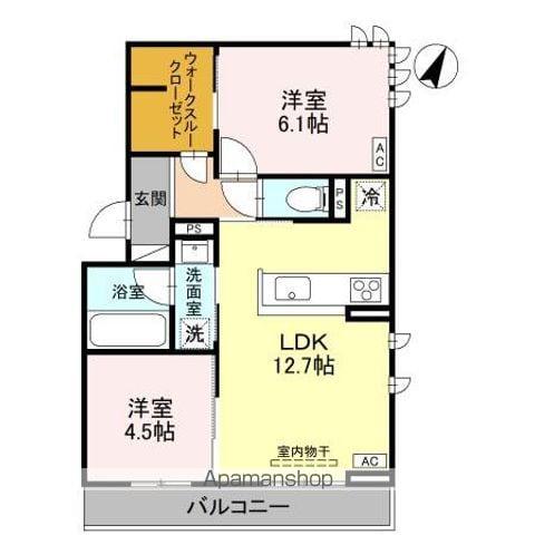 D-ROOM上所中(2LDK/3階)の間取り写真