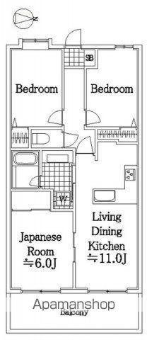 モリス八王子駅前通(3LDK/2階)の間取り写真