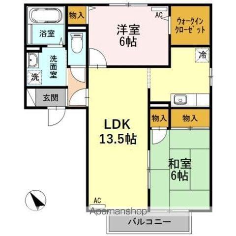 セジュールのぞみ Ⅰ棟(2LDK/2階)の間取り写真