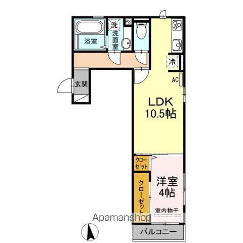 アンベル新山口Ⅱ(1LDK/2階)の間取り写真